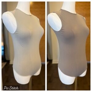 SKIMS Bundle Fits Everybody Mock Neck Bodysuits Cream & Taupe Sleeveless L/XL